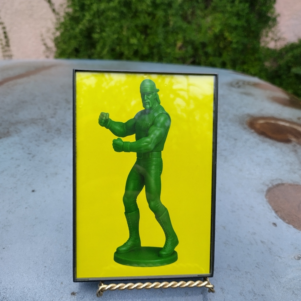 Hulk Hogan Hulkamania Vintage WWF Wrestling Plastic Army Man Framed Art Print